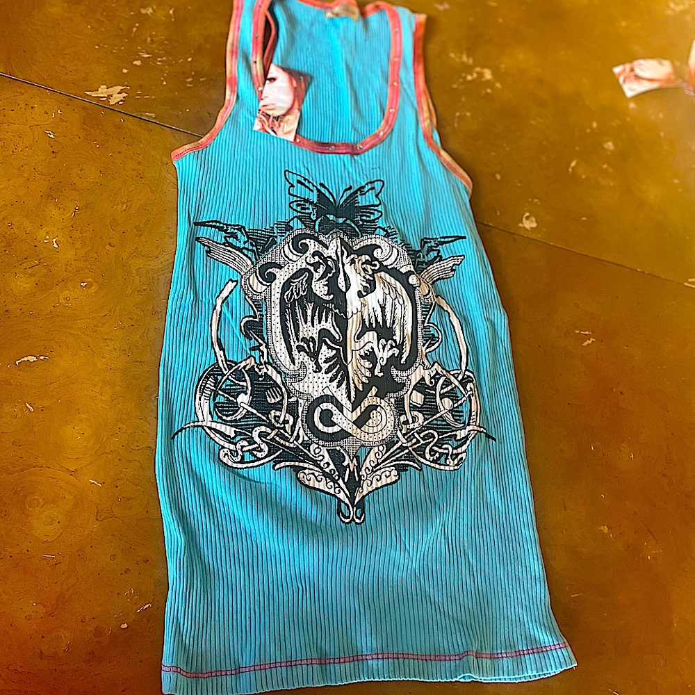 Skinny Minnie Turquoise Tank